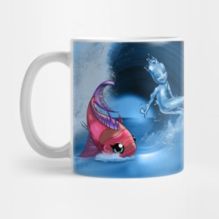 Water Element and Pink Fish Mug